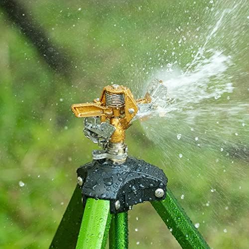 Hourleey 1/2 Inch Brass Impact Sprinkler, Heavy Duty Water Sprinkler Head, Adjustable 0-360 Degree Coverage Pattern, Watering Sprinkler with Nozzles for Large Patio Garden Irrigation (4 Pack) - Image 4