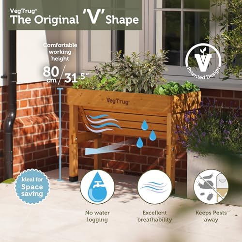 VegTrug Wall Hugger, Natural, Small 1m - Cedar Wood Raised Garden Bed - - Image 3