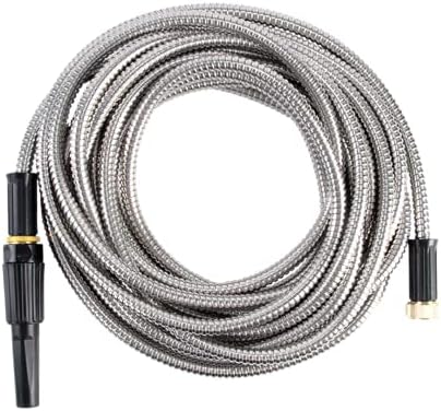 Esschert Design 10 m Garden Irrigation Hose Stainless Steel Metal Kink-Free Rustproof Flexible by Unknown
