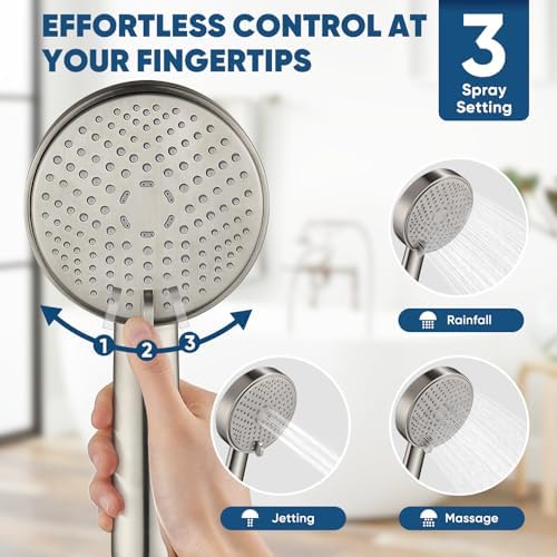 Cobbe® All Metal Handheld Shower Head, 3 Spray Settings, 1.8GPM - Image 2