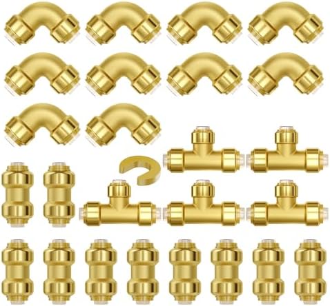 VEVOR Brass Pipe Fittings Push-Fit,Combination,1/2" 25PCS by VEVOR