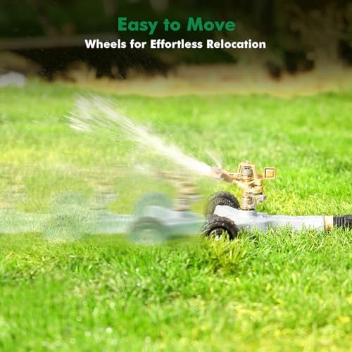 RESTMO 2 Pack Heavy Duty Full Metal Impact Sprinkler with Wheeled Base - Image 3