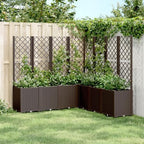 Garden Planter with Trellis 7 Modular Boxes Rattan Look Brown - Image 2