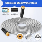 Garden Hose 25 ft, Stainless Steel Metal Hose, Flexible Water Hose with 10 Function Nozzle, Kink Free, Leak-Proof, Heavy Duty Hose for Yard, Outdoor, Lawn, RV, Car Wash and Camper Use - Image 2
