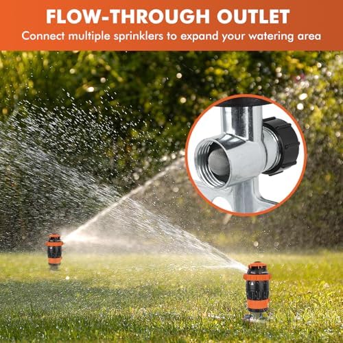 RESTMO Gear Drive Sprinkler with Metal T-Spike Base,Orange - Image 7