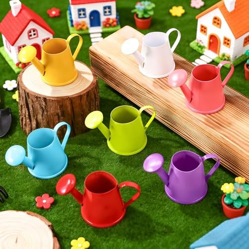 14 Pcs Mini Watering Can Miniature Color Watering Pot Garden Water Can Mini Kettle for House Crafts Party Favors - Rustic Galvanized Jug Vase, House Decor & Gardening Accessories for Flowers - Image 3