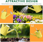 1.7 Gallon Yellow Decorative Countryside Style Water Can with Removable Spout, Metal Watering Can for Garden Flower, Galvanized Watering Can for Outdoor Indoor Plants - Image 4