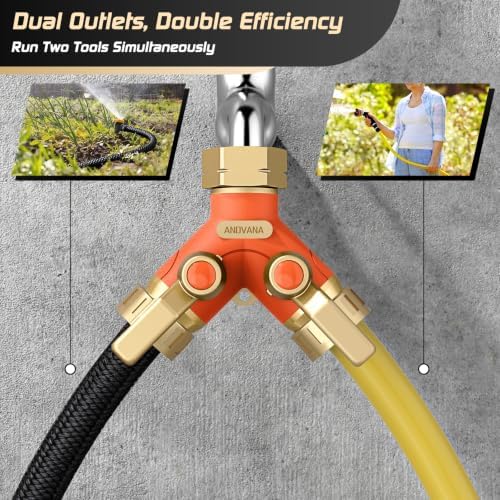 Hose Splitter 2 Way Heavy Duty, Garden Hose Splitter- Full Metal Body Y Type with Dual Shut Off Valves, 3/4" Standard Threads, Leak-Proof Dual Outlet Splitter for Sprinklers and Irrigation Systems - Image 6