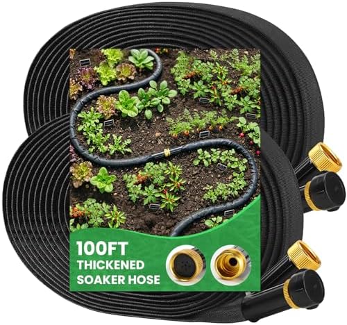 MIXC 2026-Thickened Soaker Hose 100Ft with Copper Joint,Saving 80% Water by MIXC
