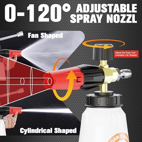 Pressure Washer Foam Cannon Gun & Sprayer Kit, Car Wash Kit with 5 Adjustable Nozzles, 1/4" Quick Connect, Fits 1000-4000 PSI, Includes Foam Sprayer & Accessories - Image 3