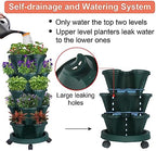GameXcel Vertical Planter Tower - 5 Tier Stackable Garden Planters with Wheels and Tools Plant Pots for Strawberry Herb Flower and Vegetable Indoor Outdoor Use Green 2 Pack - Image 4
