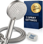 Cobbe® All Metal 3-Spray Shower Head with Handheld - Solid Stainless Steel Showerhead, High Pressure Detachable Shower Wand with Hose & Adjustable Bracket - WIDE, MASSAGE and MIST (Brushed Nickel) by Cobbe