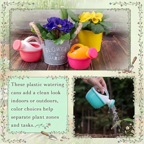 Sieral 20 Pcs Mini Plastic Watering Cans Bulk 3.5 Inch Small Portable Watering Pot Can for Garden, Indoor Outdoor Plants, Flower, Succulents, House Plants, Beach Sand and Water Play Yellow, Pink, Blue - Image 3