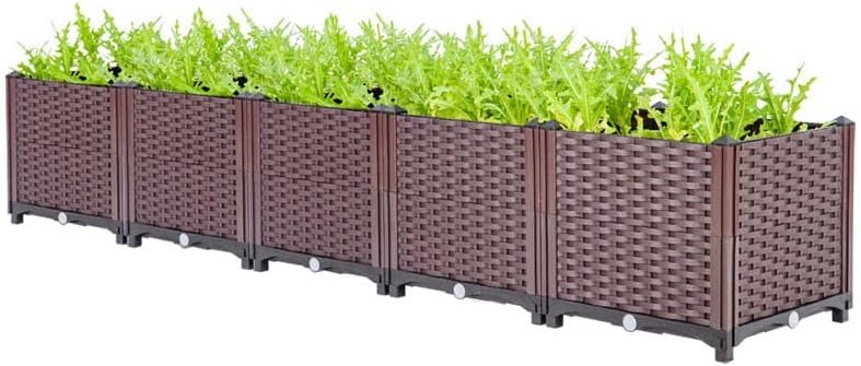 YSUEFIJO Raised Garden Bed Planter Box, Vegetable Flowers Planting Raised Container, Planter Box Indoor Rectangular, Planter Raised Beds W/Drainage Holes, for Outdoor Patio, Deck, Balcony by WELCOMETOYSUEFIJO
