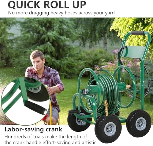 PayLessHere | Garden Hose Reel Cart | Holds Upto 300ft of 5/8" Hose | Green - Image 5