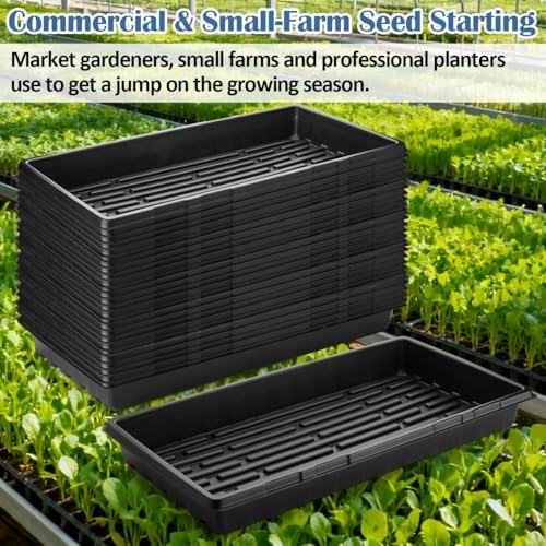 50-Pack Heavy-Duty 1020 Seed Trays No Holes, Thick Plastic Plant Flats - Image 4