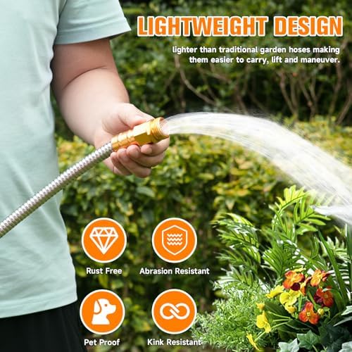 Rosy Earth Garden Hose 15 FT, 304 Stainless Steel Metal Water Hose - Image 4