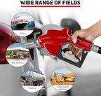 1" NPT Automatic Fuel Nozzle, Auto Shut-Off Gas Pump Nozzle Max Flow Rate 30GPM, 3-speed Padlock 19/16 Inches (OD=30mm) Spout for Gasoline, Diesel, Kerosene Biodiesel (Red) - Image 6