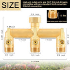 EBH Brass Garden Hose Splitter, 3 Way High Flow Outdoor Faucet Splitter,Full Flow 3-Way Brass Heavy Duty Hose Splitter With 3 Long Metal Handle and Individual On/Off Valve。 - Image 2