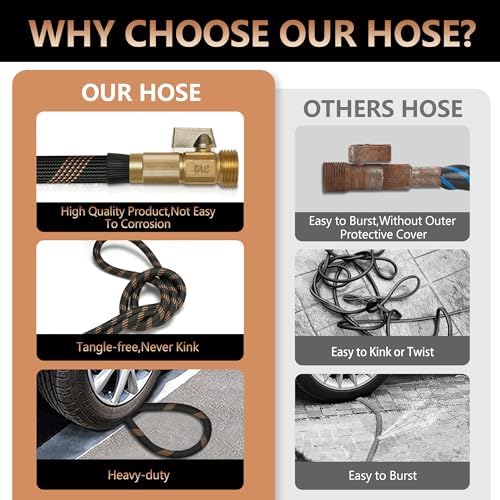 Garden Hose 100FT, Lightweight Flexible Water Hose, 5/8" Kink Free Leak Proof Hose, 96-Layer Woven with 3/4" Brass Fittings, 10 Function Nozzle for Yard Lawn Outdoor Car Wash(Black Rose gold) - Image 5