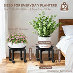 TOSKING 2-Pack Plant Stands with Wheels, Drip Trays, Black Metal - Image 3