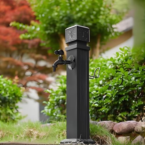304 Stainless Steel Garden Water Column, Freestanding Hose Stand with Full Copper Faucet, Outdoor Water Feature for Gardening and Landscape by Unknown