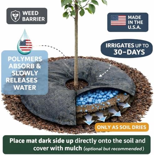 SteadySpring® 24" Smart 30+Day Tree Watering Mat - AUTO Refills with RAIN and Slow Releases As Plant Needs - for Root Balls 11" - 15" Dia Slow Release Technology Prevents Over and Under Watering (1) - Image 6