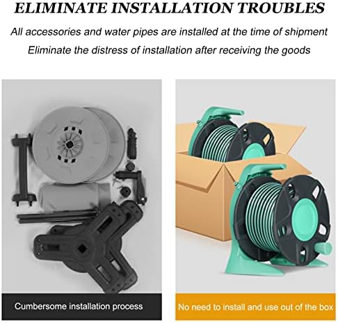 Retractable Garden Hose Reel with 1/2-Inch Hose, Wall Mounted/Portable Tote Hose Reel Holder Water Pipe Rack, Includes Heavy-Duty Hoses &Storage Shelf and Nozzles, for Gardening Car Cleaning Waterin - Image 7