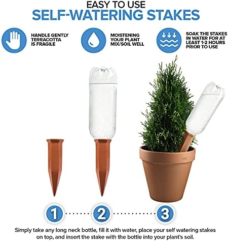 Modern Innovations Ceramic Terracotta Self Watering Spikes (60 Pack), Automatic Plant Waterers for Indoor or Outdoor Planters, Terra Cotta Stakes for Potted Plants - Image 3