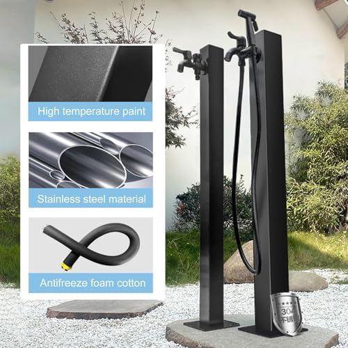 Column Garden Water Faucet,Stainless Steel Outdoor Garden Water Tap,Antifreeze Hose Faucet Extender Water Column with Faucet & Spray Gun, for Irrigation and Wa - Image 3