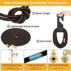 50 ft Expandable Garden Hose - 2026 Latest Leak-Free Water Hose with 10-Pattern Nozzle, 3/4” Solid Brass Fittings, Lightweight No-Kink Flexible, 5 Layer Latex Core 3750D Retractable Expanding Hose - Image 4
