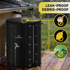 132 Gallon/500L Collapsible RainWater Collection Barrel,Water Tank&Reinforced with 2mm Frame Portable Rain Catcher,Includes Quick-Connect Tap&Sprinkler,Heavy Duty 0.6mm PVC for Long-Lasting Use,Black - Image 5