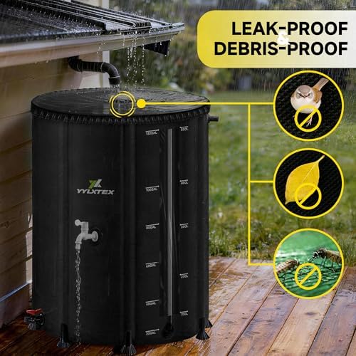 132 Gallon/500L Collapsible RainWater Collection Barrel,Water Tank&Reinforced with 2mm Frame Portable Rain Catcher,Includes Quick-Connect Tap&Sprinkler,Heavy Duty 0.6mm PVC for Long-Lasting Use,Black - Image 5