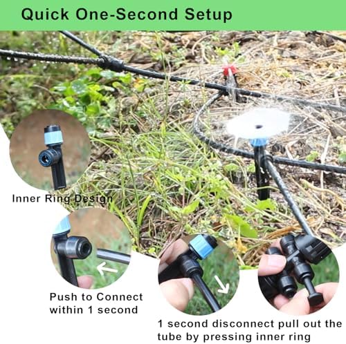 250FT Drip Irrigation Kit – 2026 New Quick-Connect Micro Irrigation System with 1/4'' 1/2'' Tubing, Locking Nozzle Emitters, Adjustable Misting Sprayers for Gardens, Lawns,Raised Beds and Greenhouses - Image 3