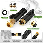 Metal Garden Hose 25 ft Stainless Steel Heavy Duty Water Hose with 10 Function Nozzles Flexible Lightweight Kink-Free Leakproof Sturdy Hoses Pipe 3/4" Brass Fitting for Outdoor Yard Lawn RV - Image 2