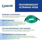 Underhill Featherweight UltraMax Heavy-Duty Garden Hose for Turf Managers, Lightweight, 1200 PSI BP, 300 PSI WP, H75-125FW 3/4 Inch x 125 ft Green - Image 3