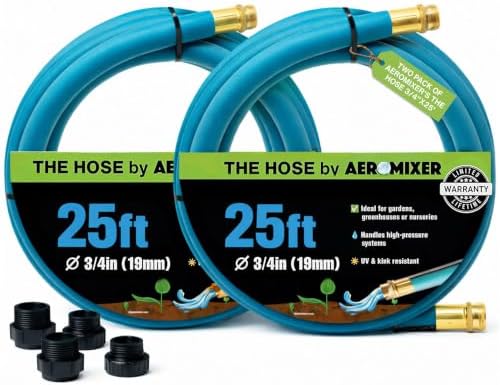 Aeromixer THE HOSE 3/4 Inch Garden Hose 25 Ft 2 Pack Heavy Duty Water Hoses by AEROMIXER