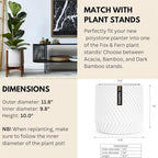 Fox & Fern Large Planter for Indoor or Outdoor, White Matte, 12 Inch - Image 5
