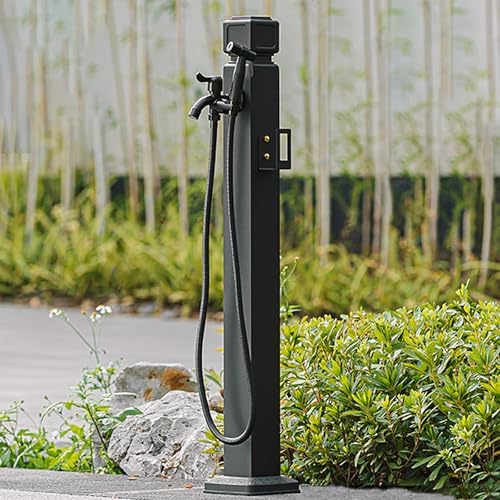Vertical Garden Water Column, Outdoor Faucet with Double Outlet and Spray Gun, Decorative Water Fountain for Yard, Hose Stand by Unknown