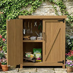 Weatherproof Outdoor Storage Cabinet, HIPS Waterproof Cabinet, Teak - Image 6