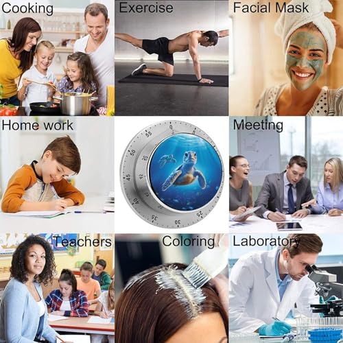 Stainless Steel Timer Turtle in Blue Water Printed Kitchen Timers for Cooking Mechanical Kitchen Timer Multi-Functional Timer for Home Baking Cooking - Image 5