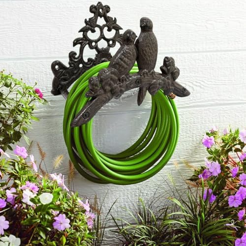 Garden Hose Holder Cast Iron Heavy Duty Water Hose Hanger, Outside Wall Mount, Solid Metal Decorative Rack/Organizer/Stand, Easy to Install, Hold Up to 50/75/100 ft (Hose holder - 2 Birds) - Image 6