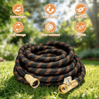 Flexible Garden Hose 25 FT, Ultra Lightweight Water Hoses w/10 Function Sprayer and 3/4" Brass Fittings, Kink-Free, Sturdy, Abrasion Resistant for Yard, Lawn, Outdoor and Gardening(Black Orange) - Image 2