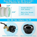 Upgrade Double Outlet IBC Tote Fittings, 275 330 Gallon IBC Tote Tank Hose Adapter 2.44" Fine Thread Water Tote Tank Hose Adapter, IBC Tote to Garden Hose Adapter for IBC Tote Water Tank - Image 3