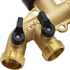 4 Way Brass Hose Splitter with Independent Shut-Off Valves, 3/4" Solid Brass Garden Hose Manifold, Heavy Duty Faucet Adapter for Lawn Sprinkler & Drip Irrigation - Image 3