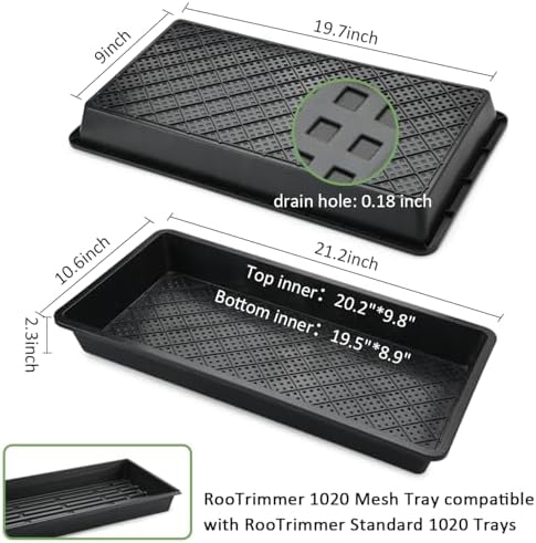 RooTrimmer 10 Pack 1020 Mesh Trays, Extra Strength 1020 Mesh Bottom Trays with Holes, 20'' x 10'', Heavy Duty Propagation Flats for Microgreens, Seed Starting, Soil Blocks, Hydroponics & Wheatgrass - Image 3