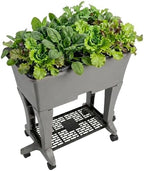 EarthBox Raised Garden Bed with Legs – Elevated Self Watering Planter Box with Wheels, Storage Shelf, Premium Plant Food, Easy Assembly, Made in USA, Gray by EarthBox