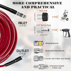 200FT Sewer Jetter Kit for Pressure Washer, 5800PSI Drain Cleaner Hose - Image 4