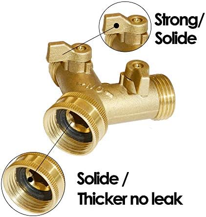 HQMPC Hose Y Splitter 3/4" GHT Garden Hose Valve 2 Way For Garden Lawn Waterring - Brass, 4 Pack - Image 3
