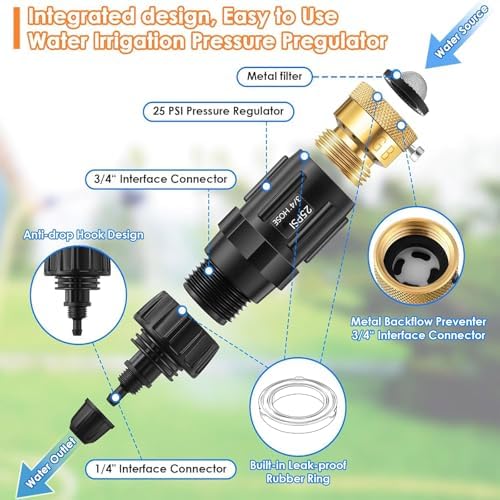 8Pack 25 Psi Pressure Regulator with 1/4“ Drip Irrigation Connector - Image 5